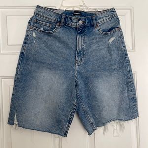 Express Super High Rise Bermuda Jean Shorts